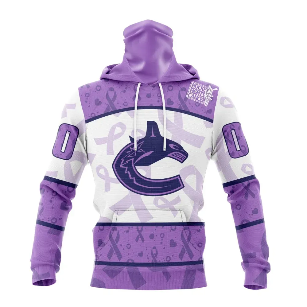 NHL Vancouver Canucks Special Lavender Fight Cancer St2201 Mask Hoodie