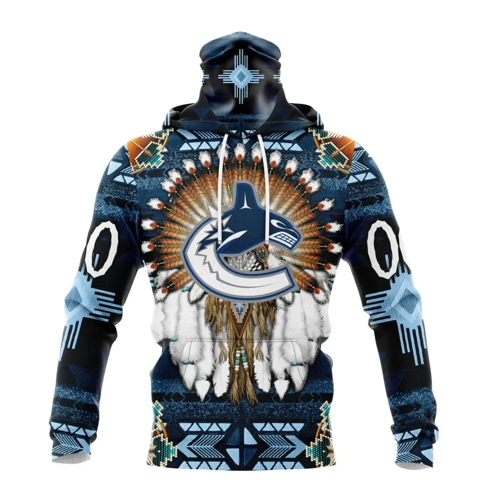 NHL Vancouver Canucks Special Native Costume Design St2202 Mask Hoodie