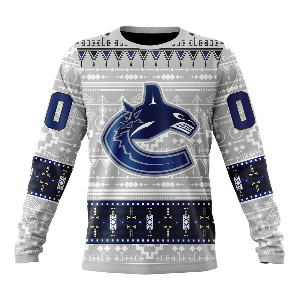 NHL Vancouver Canucks Special Native Design St2302 Long Sleeved Sweatshirt 