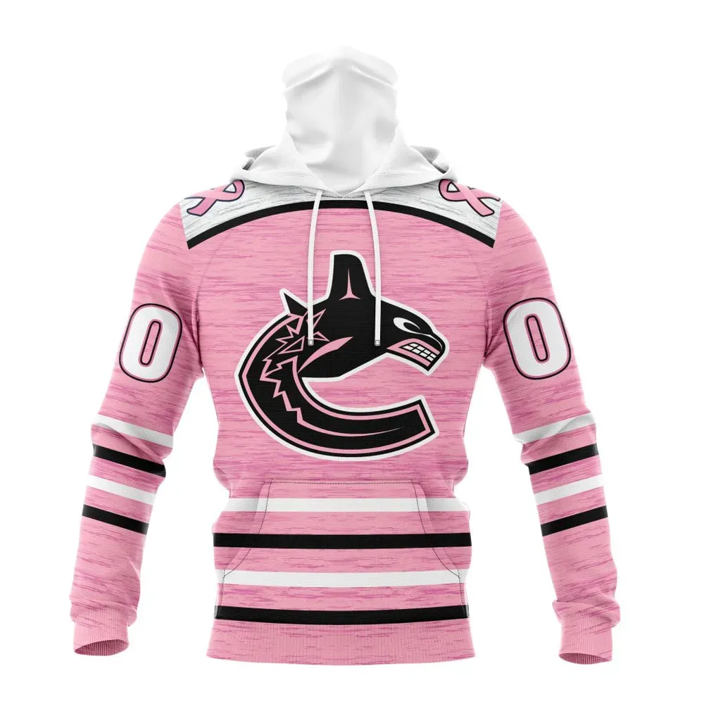 NHL Vancouver Canucks Special Pink Fight Breast Cancer Design St2304 Mask Hoodie