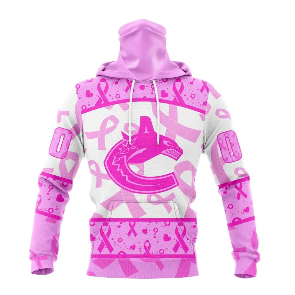 NHL Vancouver Canucks Special Pink October Breast Cancer Awareness Month St2302 Mask Hoodie