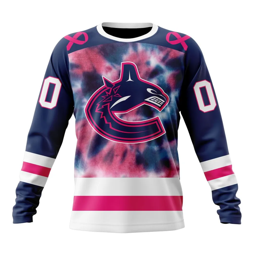 NHL Vancouver Canucks Special Pink October Fight Breast Cancer St2303 Long Sleeved Sweatshirt 