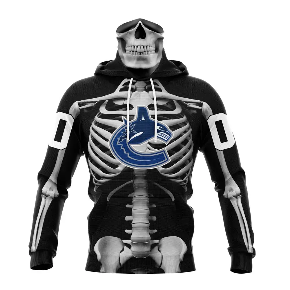 NHL Vancouver Canucks Special Skeleton Costume For Halloween St2301 Mask Hoodie