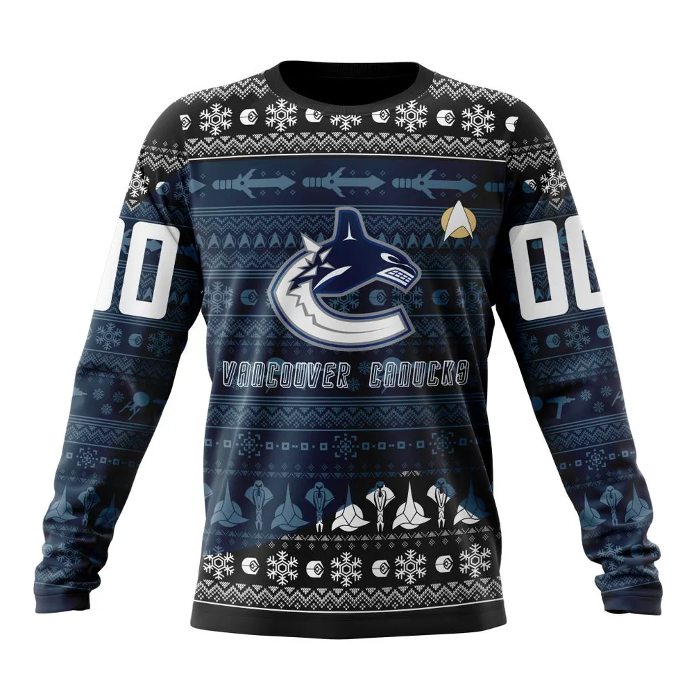 NHL Vancouver Canucks Special Star Trek Design St2201 Long Sleeved Sweatshirt 