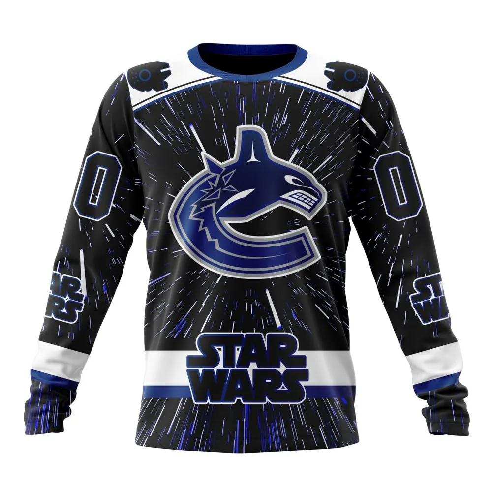 NHL Vancouver Canucks Special Star Wars Design St2303 Long Sleeved Sweatshirt 