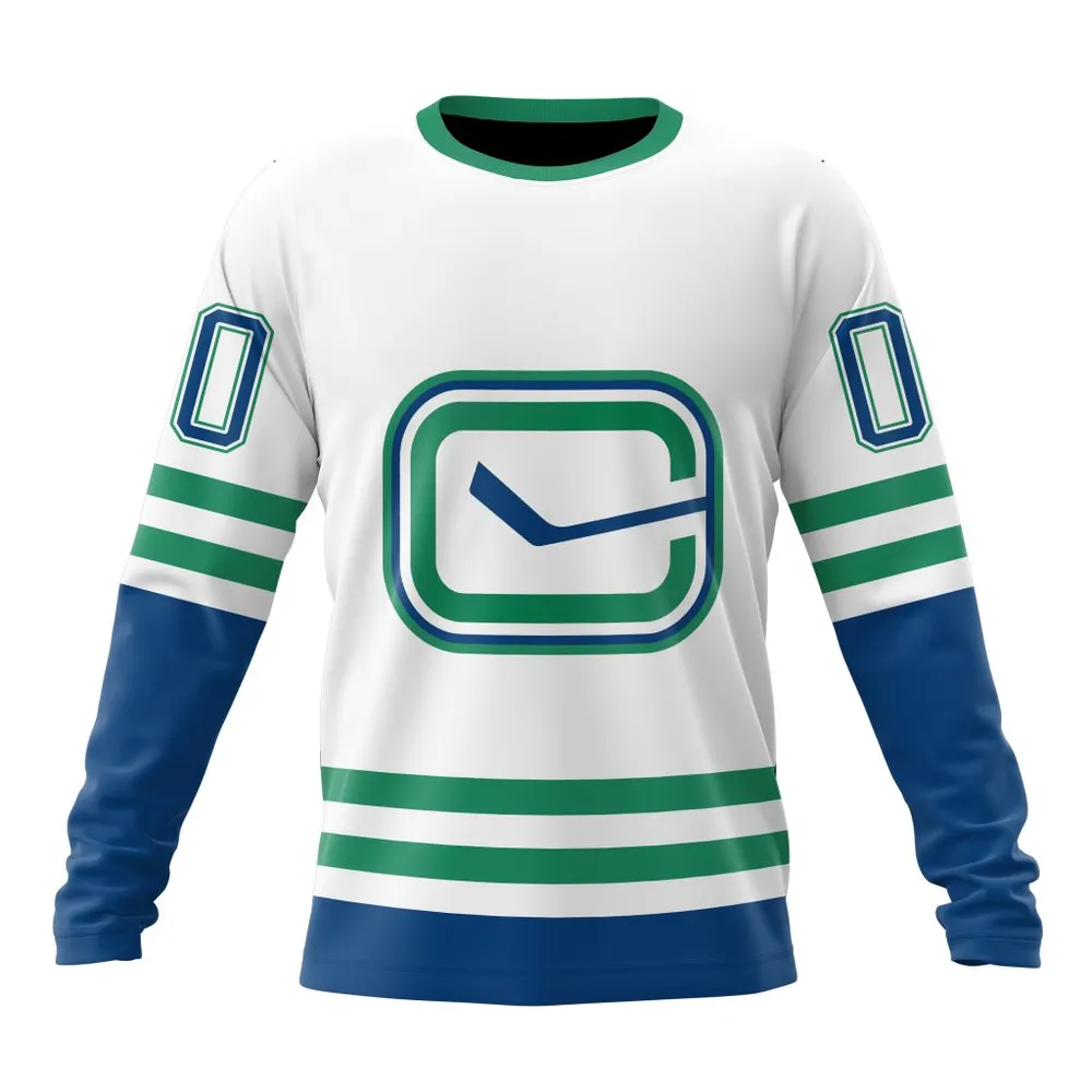 NHL Vancouver Canucks Special Whiteout Design St2401 Long Sleeved Sweatshirt 