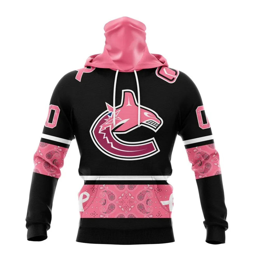 NHL Vancouver Canucks | Specialized Design In Classic Style With Paisley! In October We Wear Pink Breast Cancer Mask Hoodie