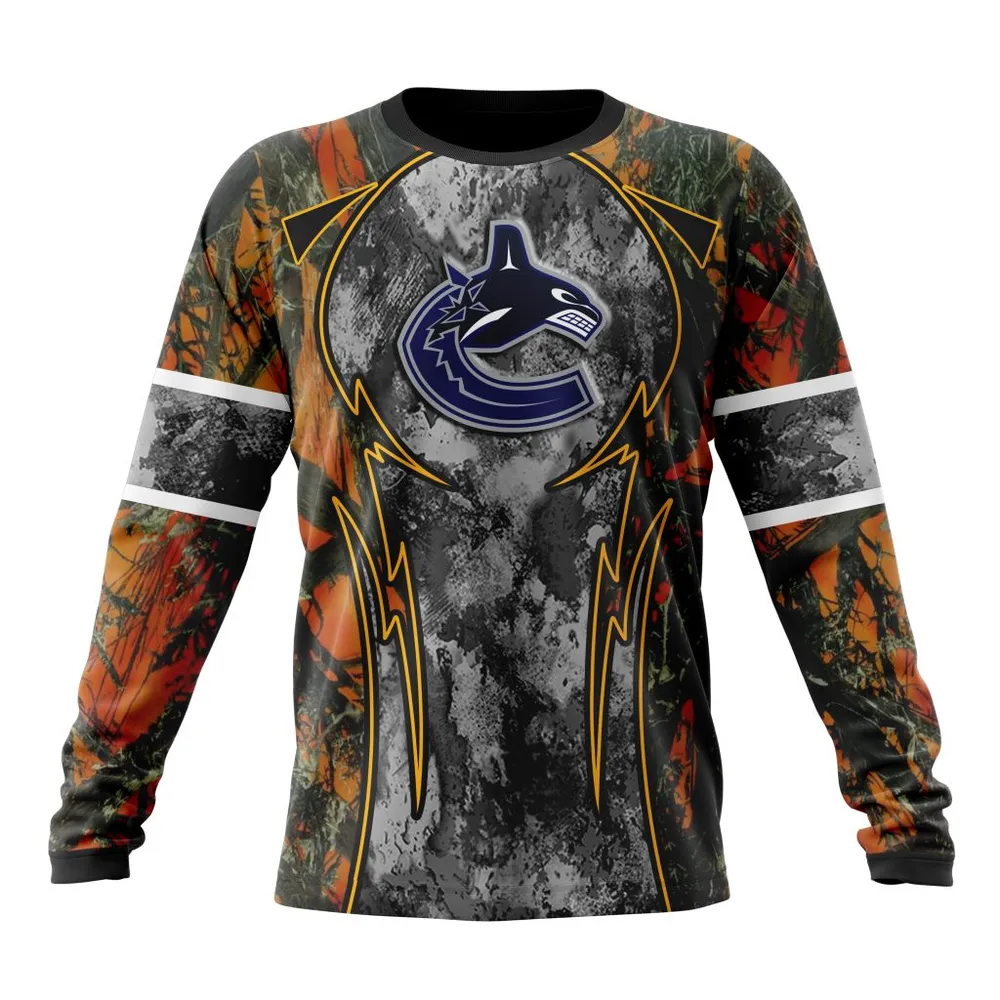 NHL Vancouver Canucks | Specialized Design Wih Camo Concepts For Hungting In Forest Long Sleeved Sweatshirt 