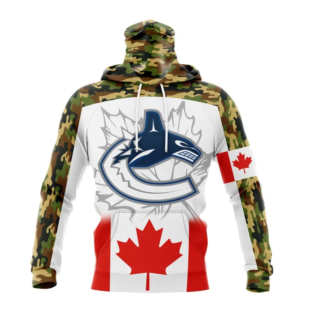 NHL Vancouver Canucks | Specialized Design With Our Canada Flag Mask Hoodie