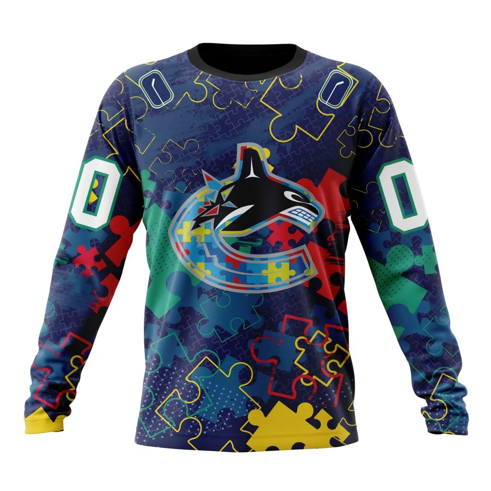 NHL Vancouver Canucks | Specialized Fearless Aganst Autism Long Sleeved Sweatshirt 