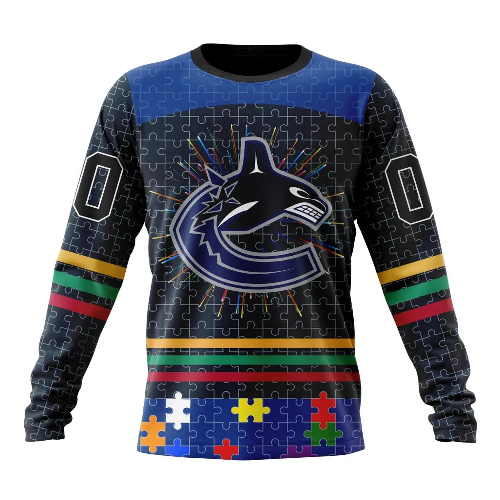 NHL Vancouver Canucks | Specialized Fearless Aganst Autism V0122 Long Sleeved Sweatshirt 