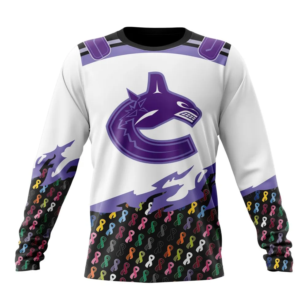 NHL Vancouver Canucks | Specialized Kits In October We Stand Together We Can Beat Cancer Long Sleeved Sweatshirt 