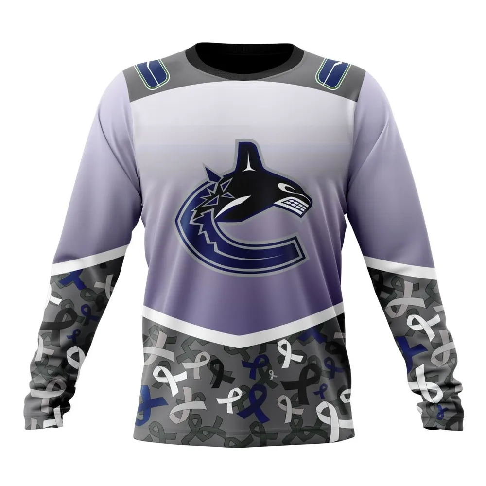 NHL Vancouver Canucks | Specialized Sport Fights Again All Cancer V0122 Long Sleeved Sweatshirt 