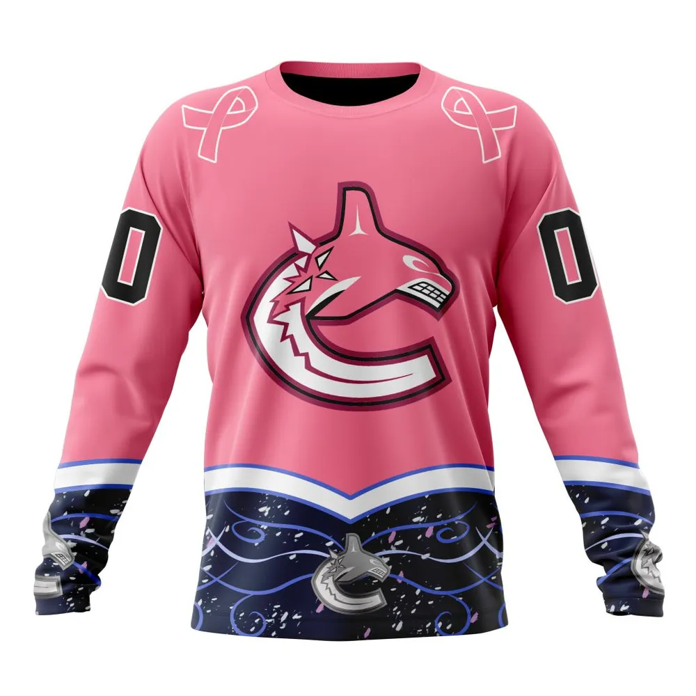 NHL Vancouver Canucks | Specialized Unisex For Hockey Fights Cancer Long Sleeved Sweatshirt 