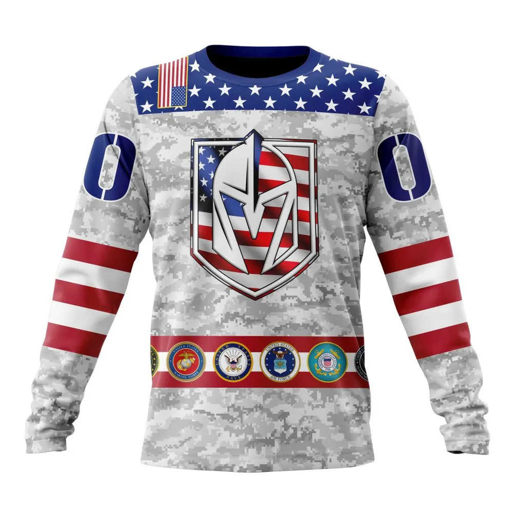 NHL Vegas Golden Knights Armed Forces Appreciation St2201 Long Sleeved Sweatshirt 