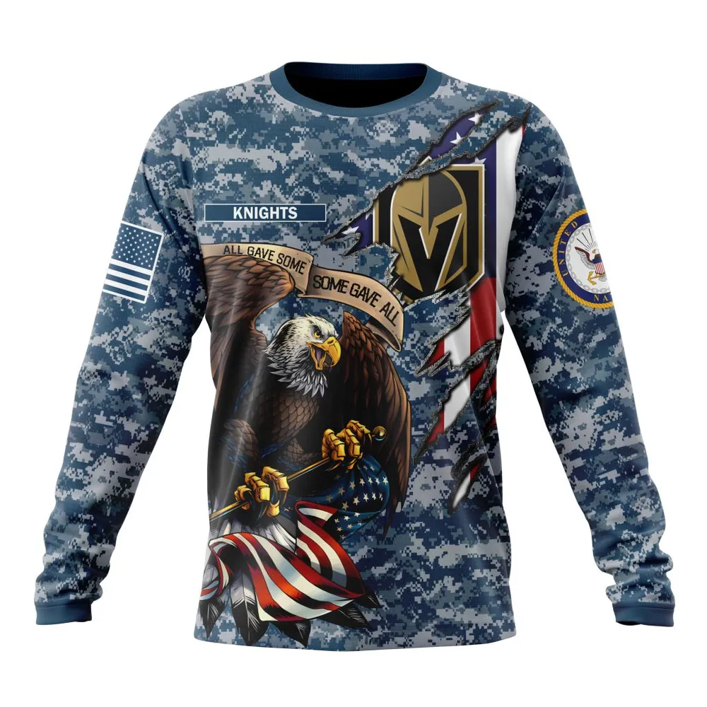 NHL Vegas Golden Knights Honor Us Navy Veterans St2202 Long Sleeved Sweatshirt 