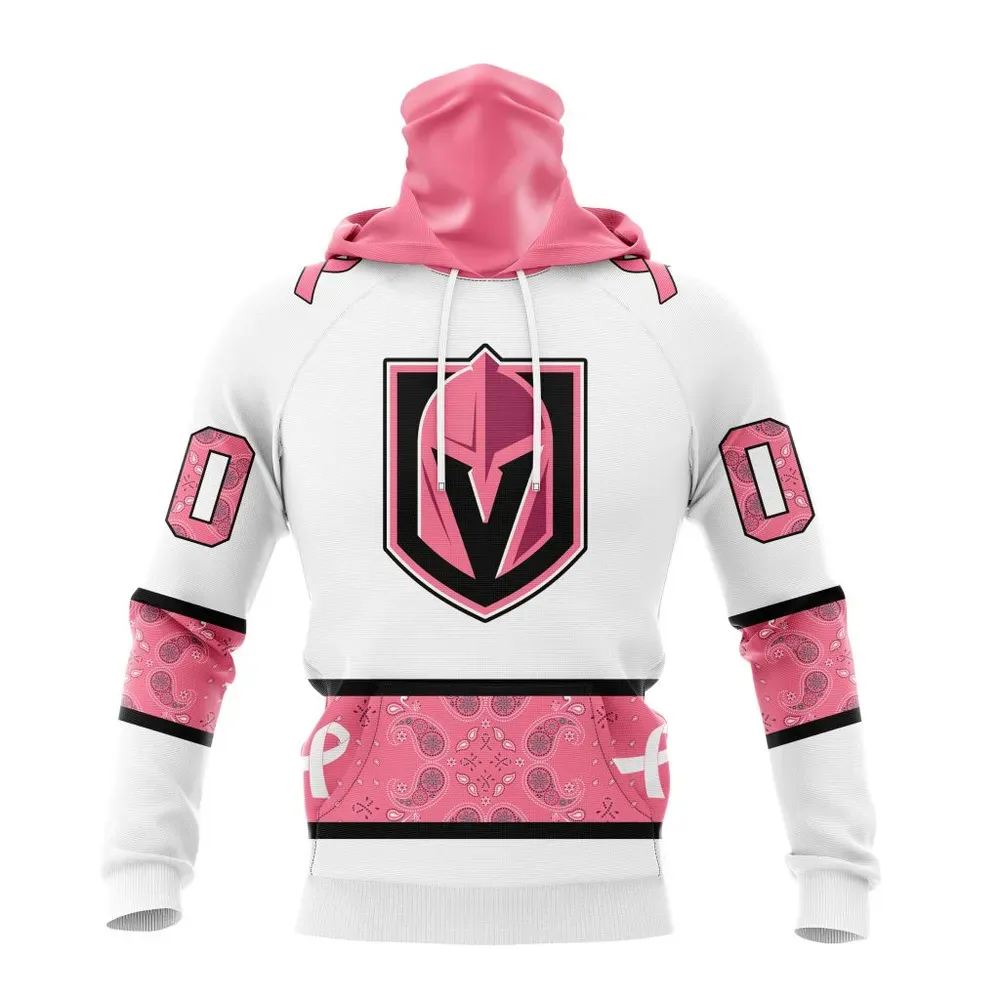 NHL Vegas Golden Knights In Classic Style With Paisley! In October We Wear Pink Breast Cancer Mask Hoodie