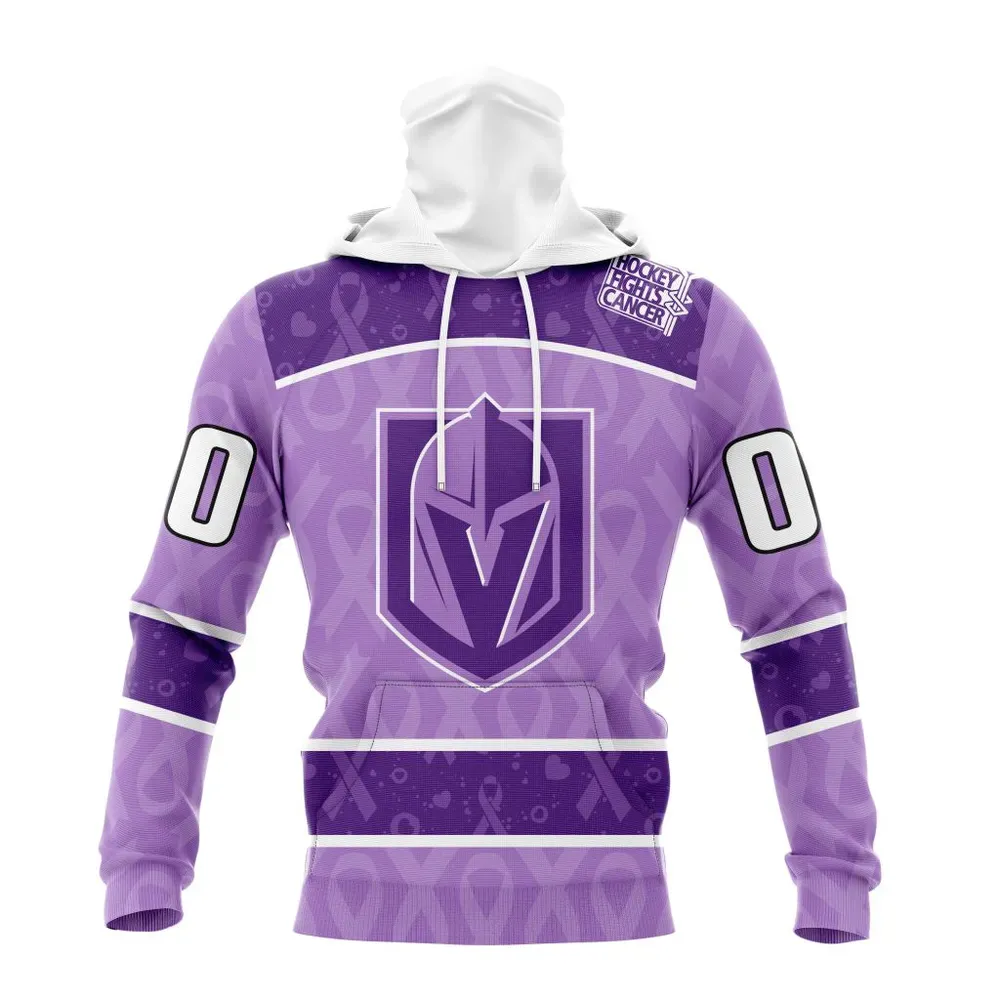 NHL Vegas Golden Knights New Lavender Hockey Fight Cancer St2301 Mask Hoodie