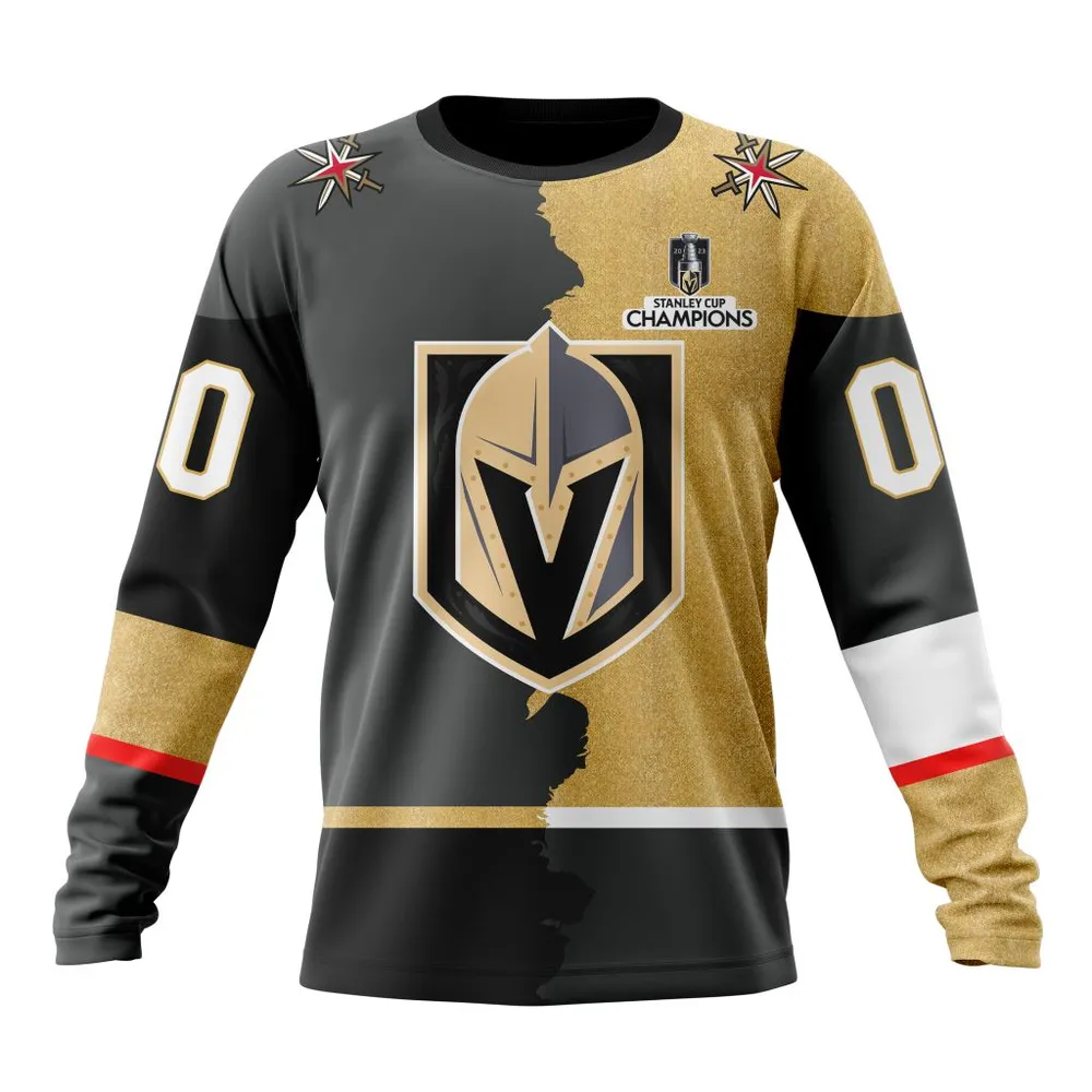 NHL Vegas Golden Knights Personalize Home Mix Away Kits Long Sleeved Sweatshirt 