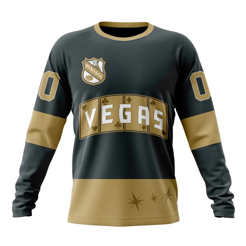 NHL Vegas Golden Knights Personalized Heritage Design St2401 Long Sleeved Sweatshirt 