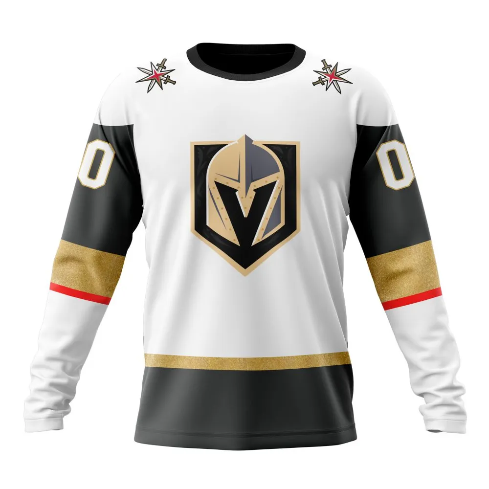 NHL Vegas Golden Knights Personalized White Away Kits Long Sleeved Sweatshirt 