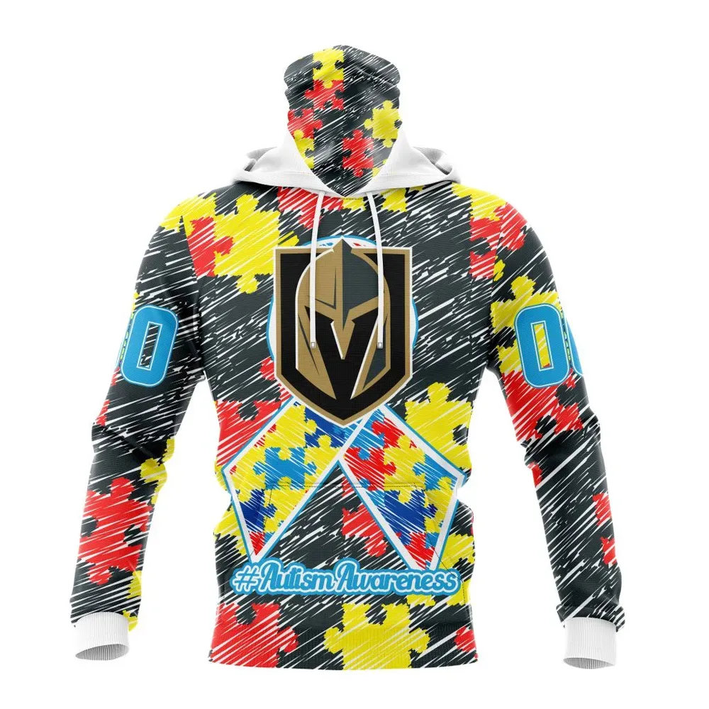 NHL Vegas Golden Knights Special Autism Awareness Design St2201 Mask Hoodie