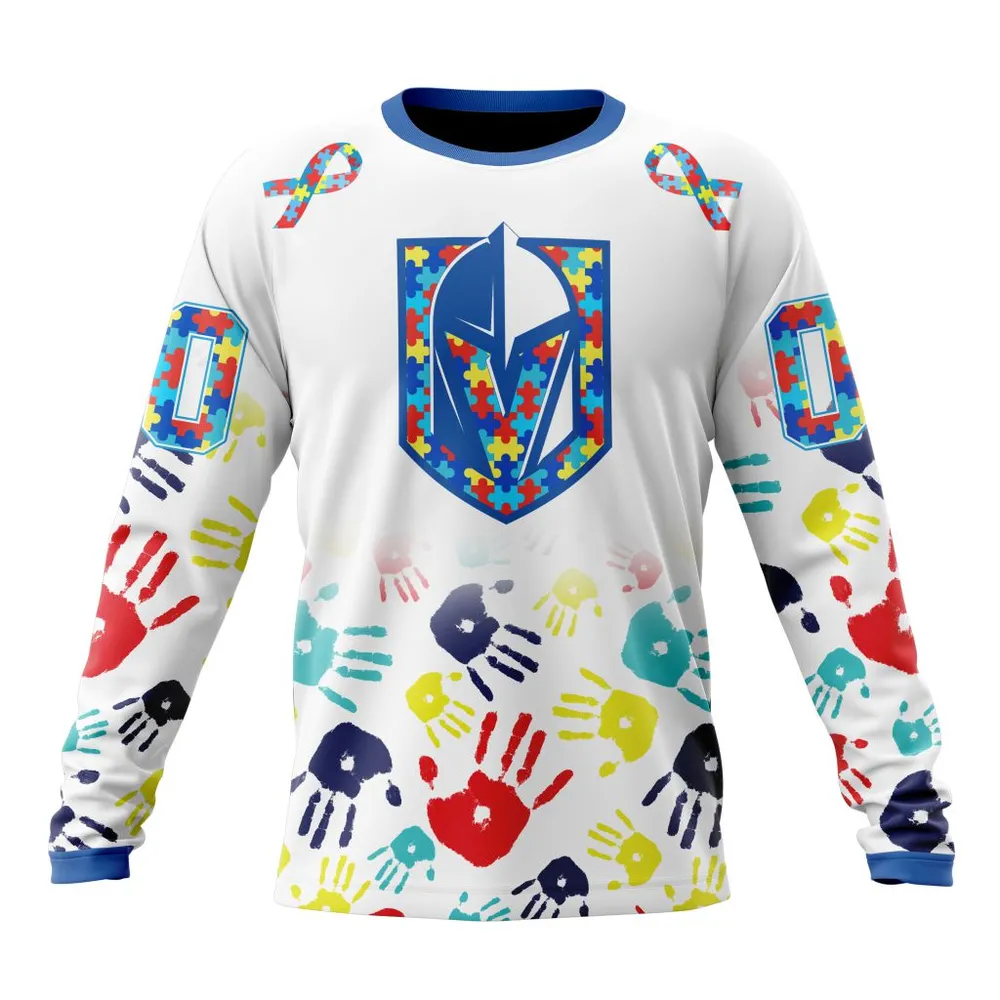 NHL Vegas Golden Knights Special Autism Awareness Design St2203 Long Sleeved Sweatshirt 