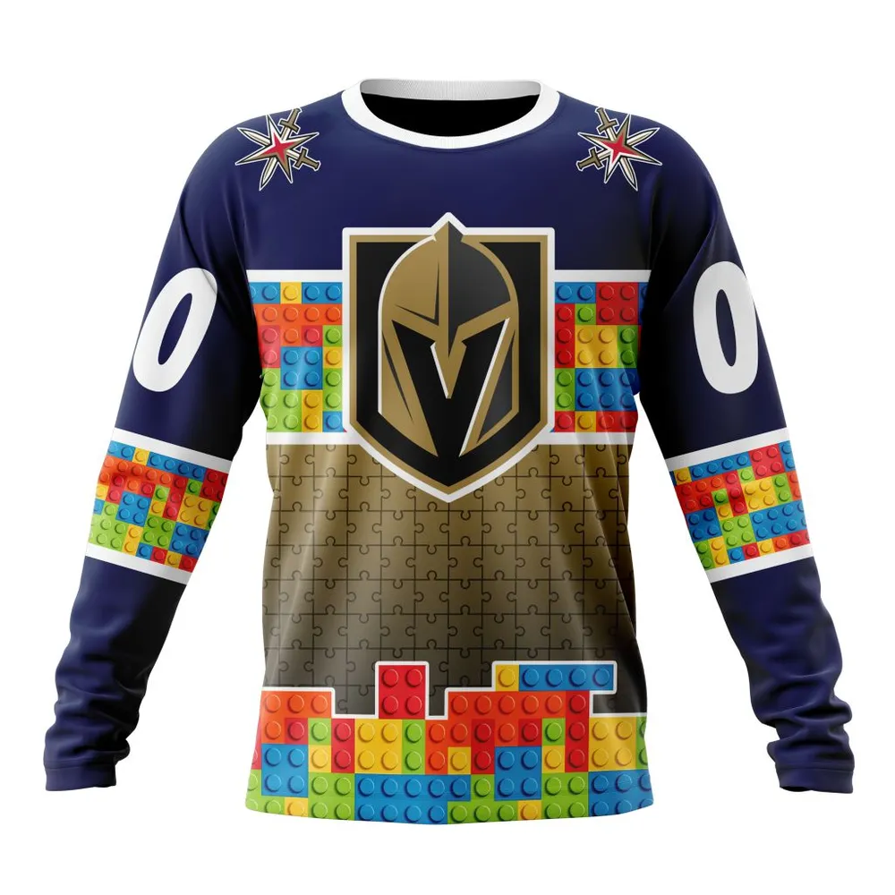 NHL Vegas Golden Knights Special Autism Awareness Design V2301 Long Sleeved Sweatshirt 