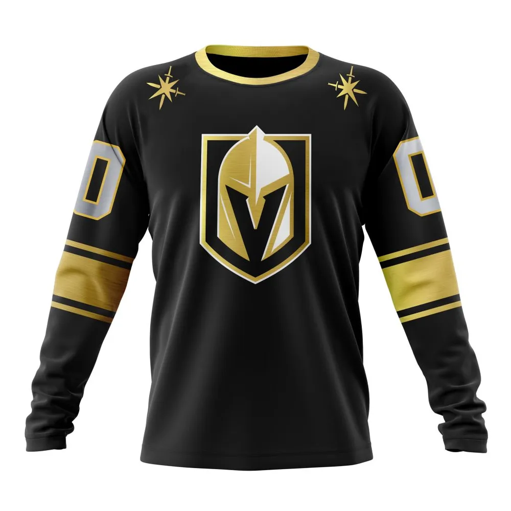 NHL Vegas Golden Knights Special Black And Gold Design St2401 Long Sleeved Sweatshirt 