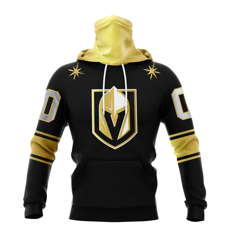 NHL Vegas Golden Knights Special Black And Gold Design St2401 Mask Hoodie