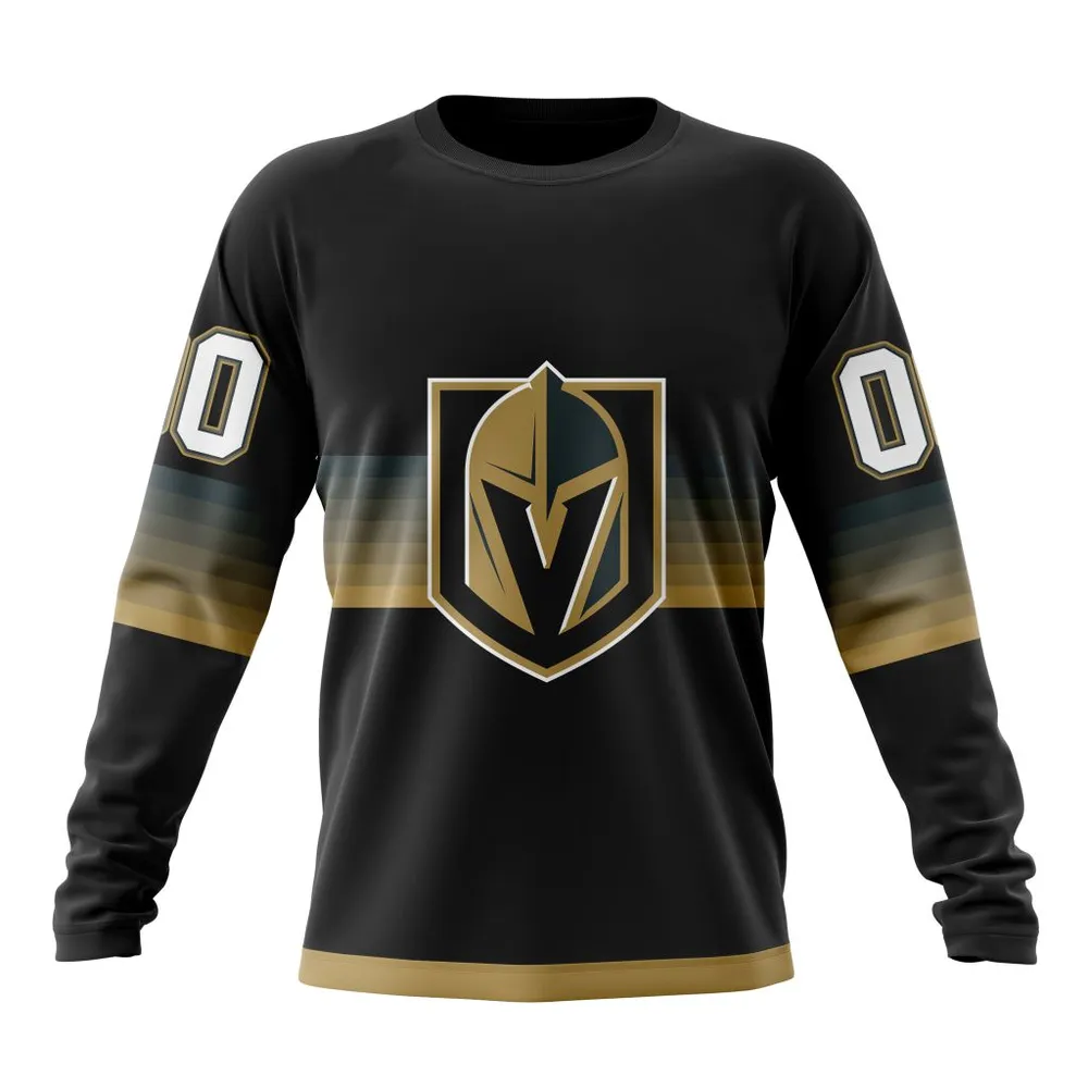 NHL Vegas Golden Knights Special Black And Gradient Design St2301 Long Sleeved Sweatshirt 