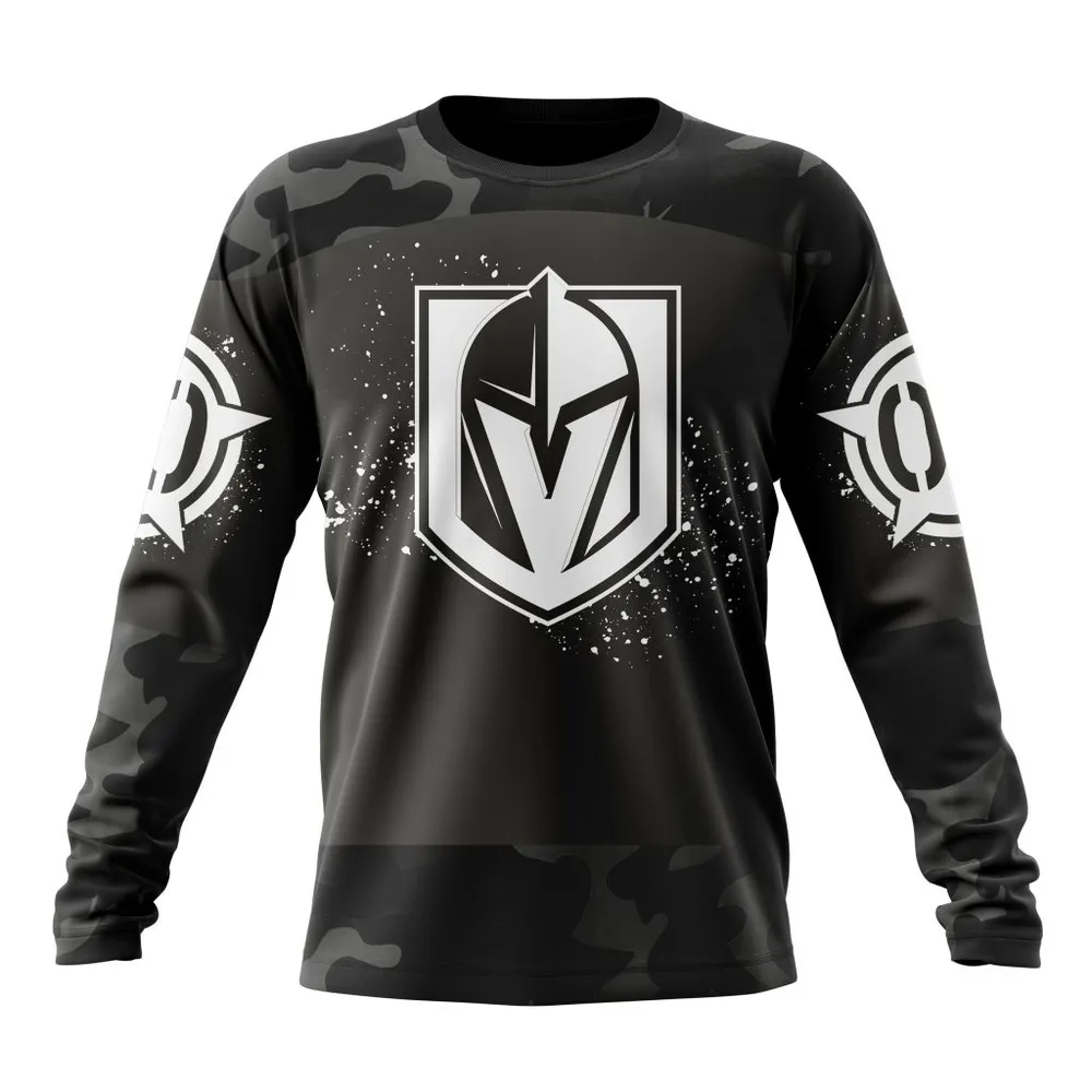 NHL Vegas Golden Knights Special Black Camo Design For Veterans Day St2304 Long Sleeved Sweatshirt 