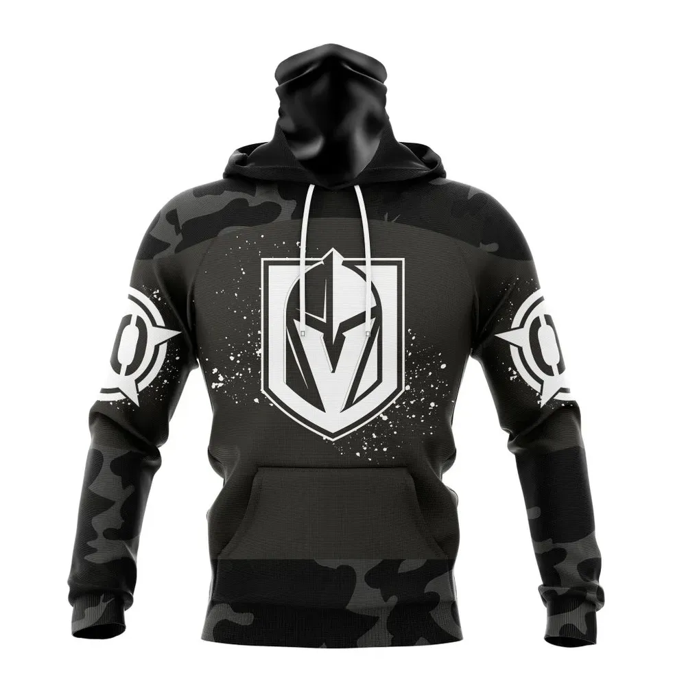 NHL Vegas Golden Knights Special Black Camo Design For Veterans Day St2304 Mask Hoodie