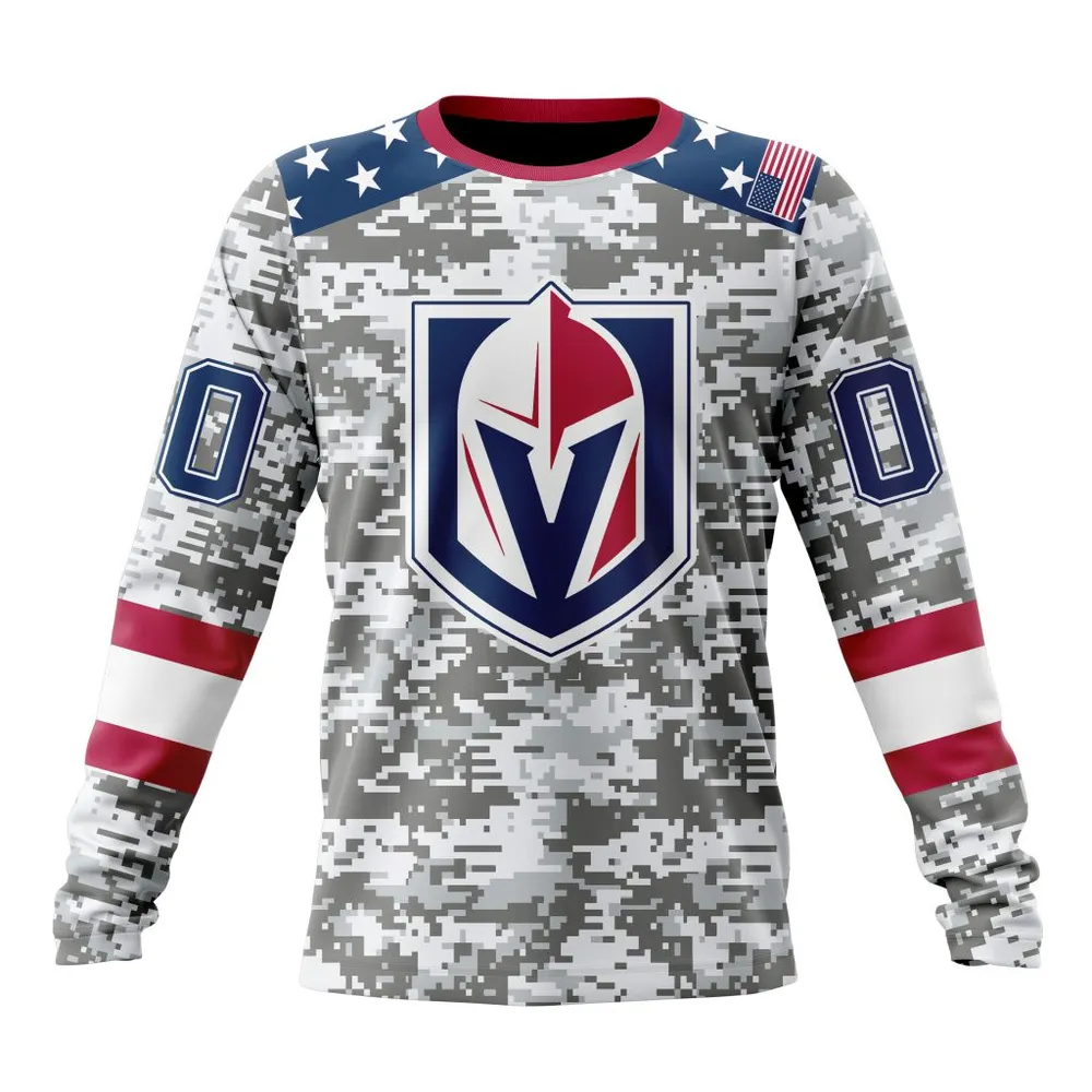 NHL Vegas Golden Knights Special Camo Design For Veterans Day St2301 Long Sleeved Sweatshirt 