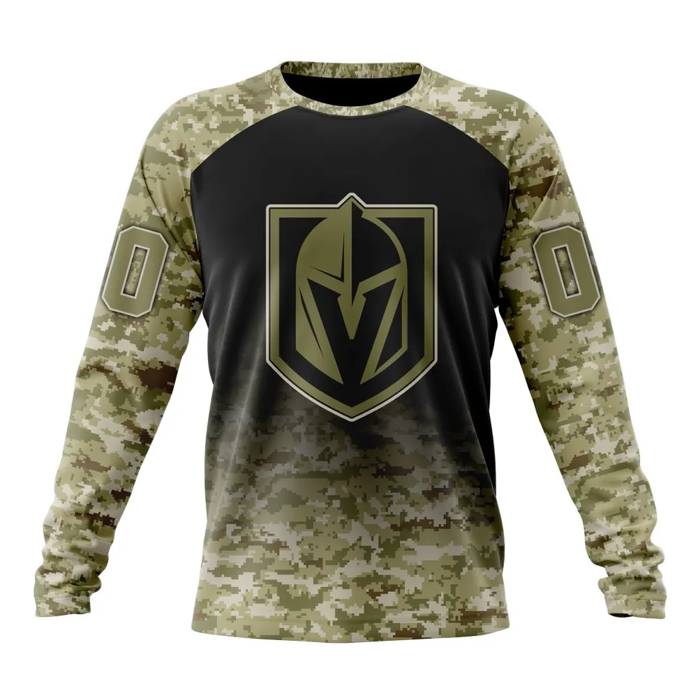 NHL Vegas Golden Knights Special Camo Design For Veterans Day St2302 Long Sleeved Sweatshirt 