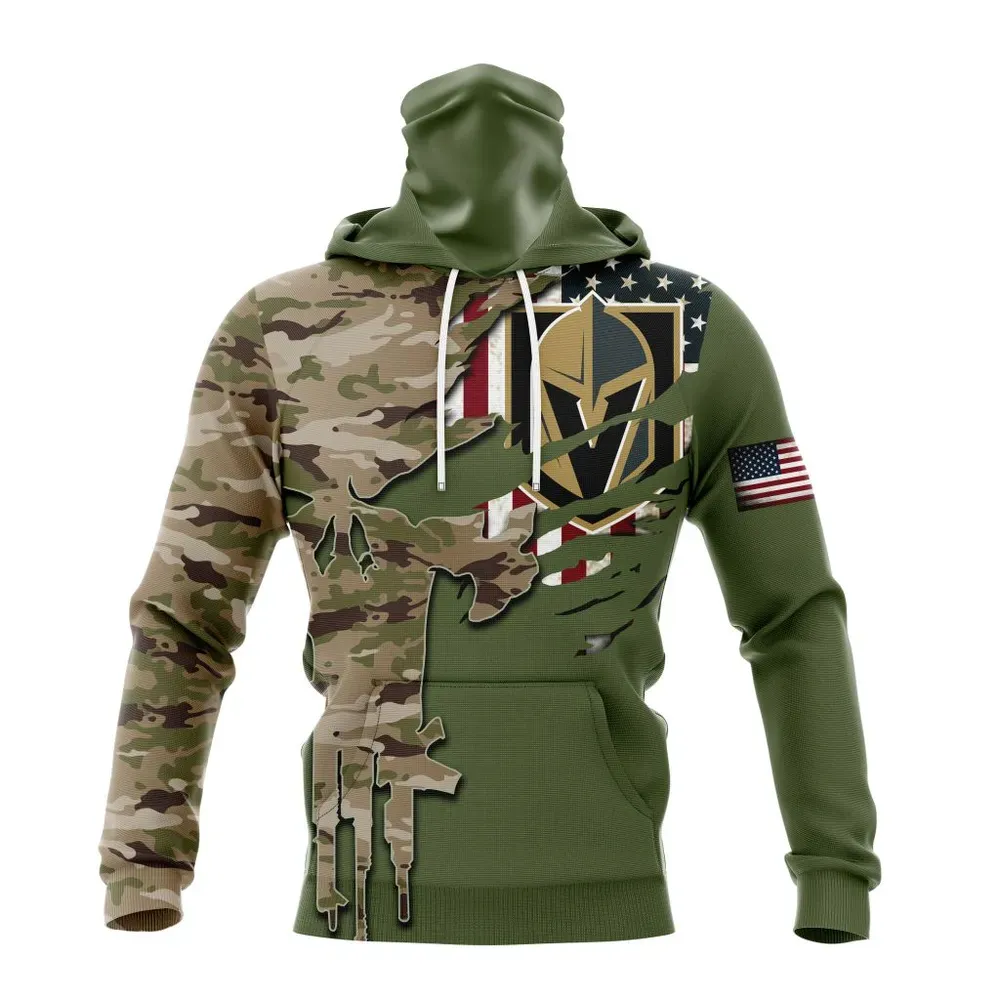 NHL Vegas Golden Knights Special Camo Skull Design St2303 Mask Hoodie