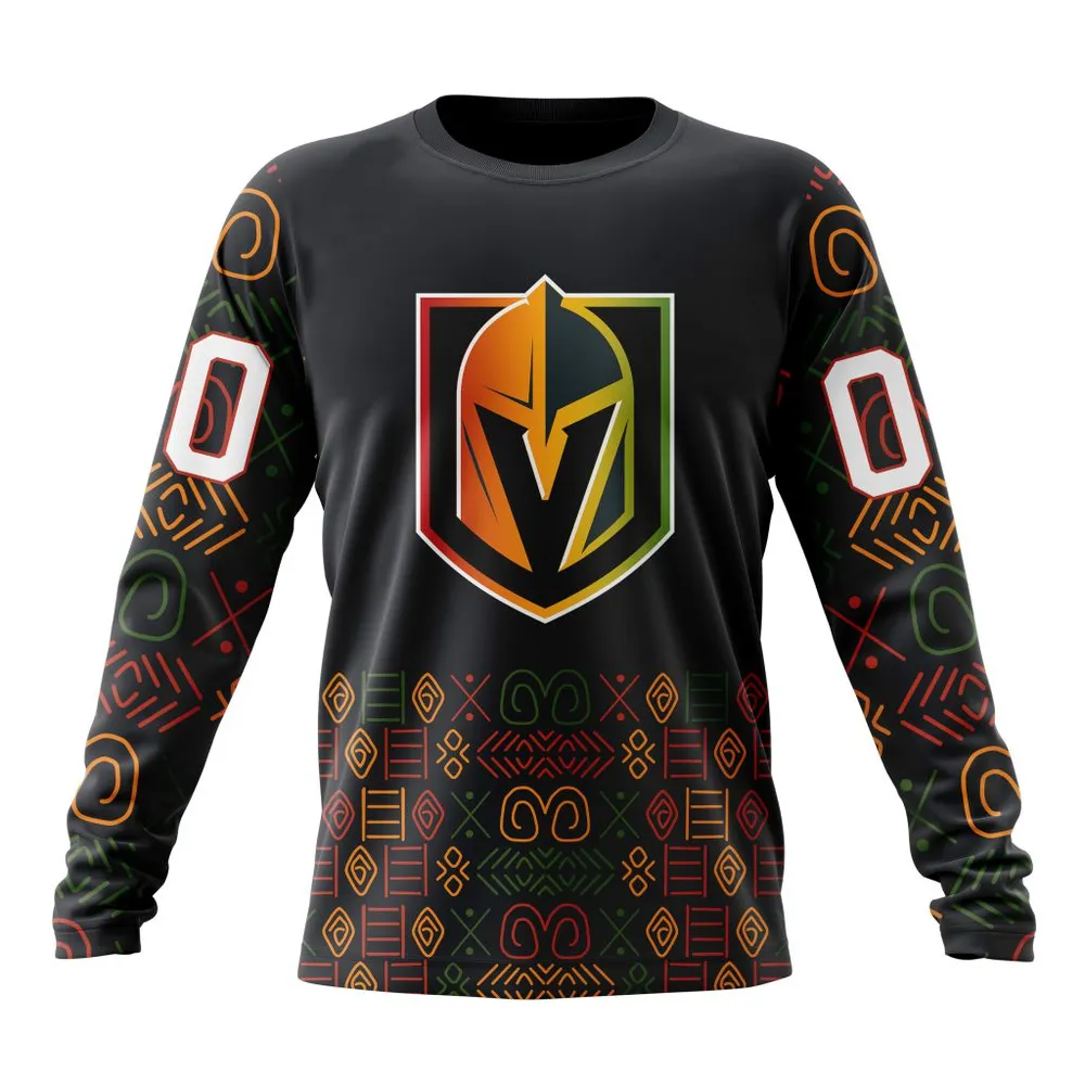 NHL Vegas Golden Knights Special Design For Black History Month St2401 Long Sleeved Sweatshirt 