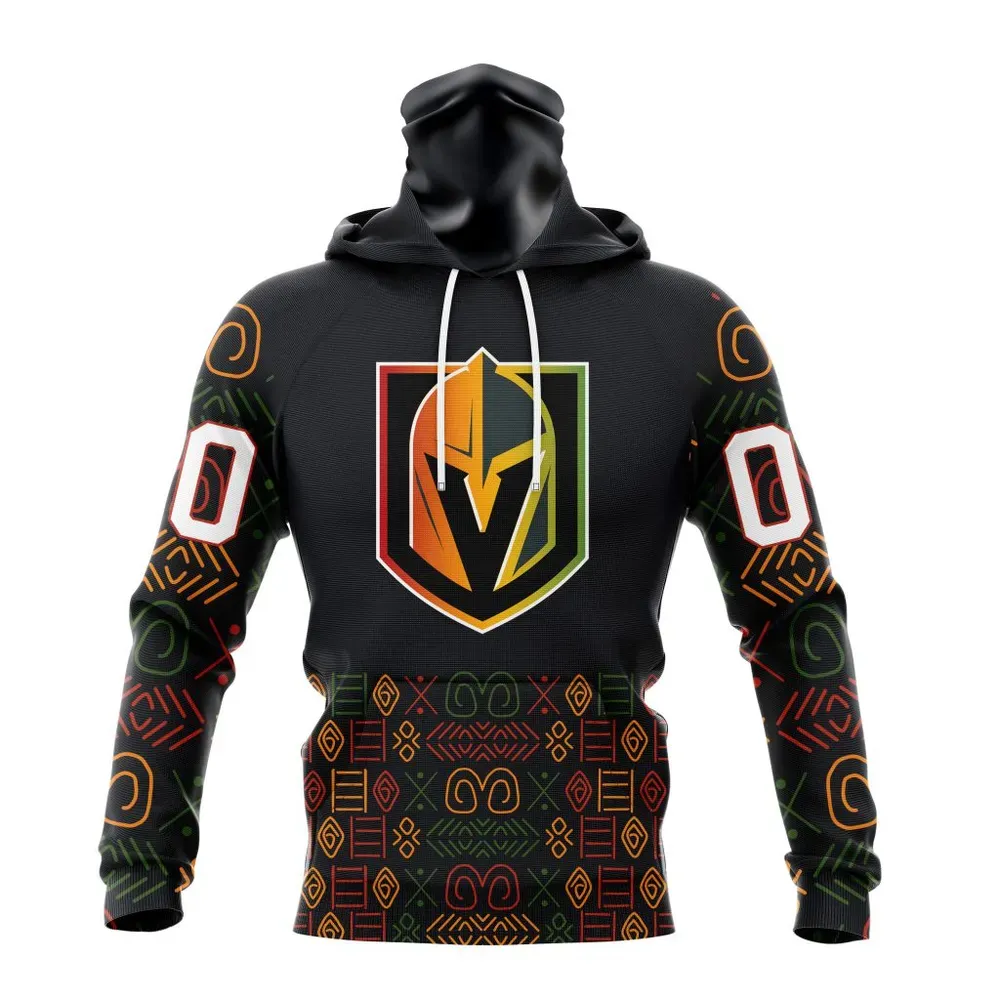 NHL Vegas Golden Knights Special Design For Black History Month St2401 Mask Hoodie