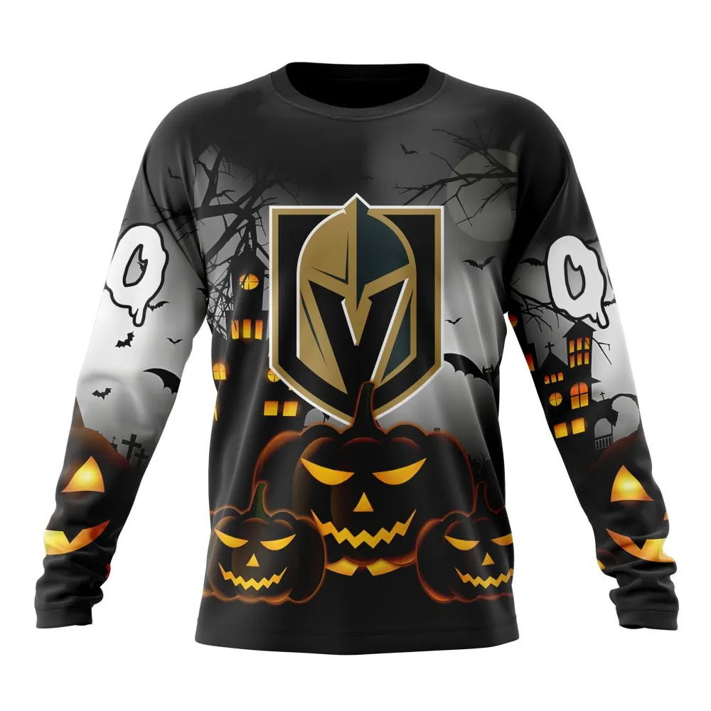 NHL Vegas Golden Knights Special Design For Halloween St2302 Long Sleeved Sweatshirt 