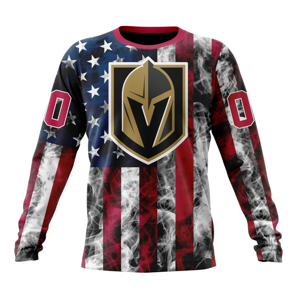 NHL Vegas Golden Knights Special Design For Independence Day The Fourth Of July St2401 Long Sleeved Sweatshirt 