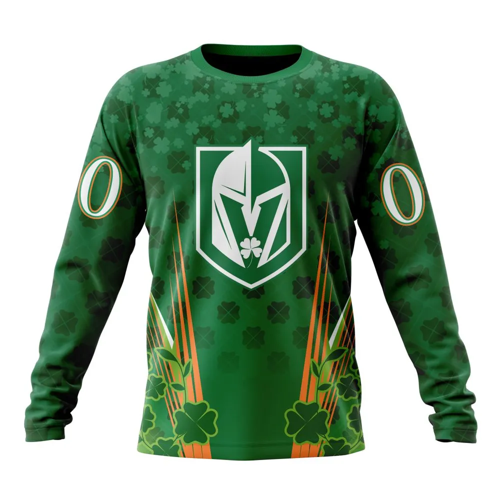 NHL Vegas Golden Knights Special Design For St. Patrickâ€™S Day St2402 Long Sleeved Sweatshirt 