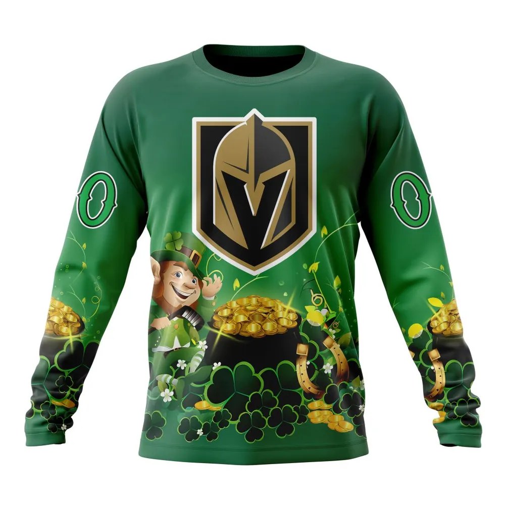 NHL Vegas Golden Knights Special Design For St. Patrickâ€™S Day St2403 Long Sleeved Sweatshirt 