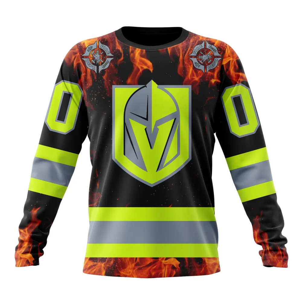 NHL Vegas Golden Knights Special Design Honoring Firefighters St2401 Long Sleeved Sweatshirt 