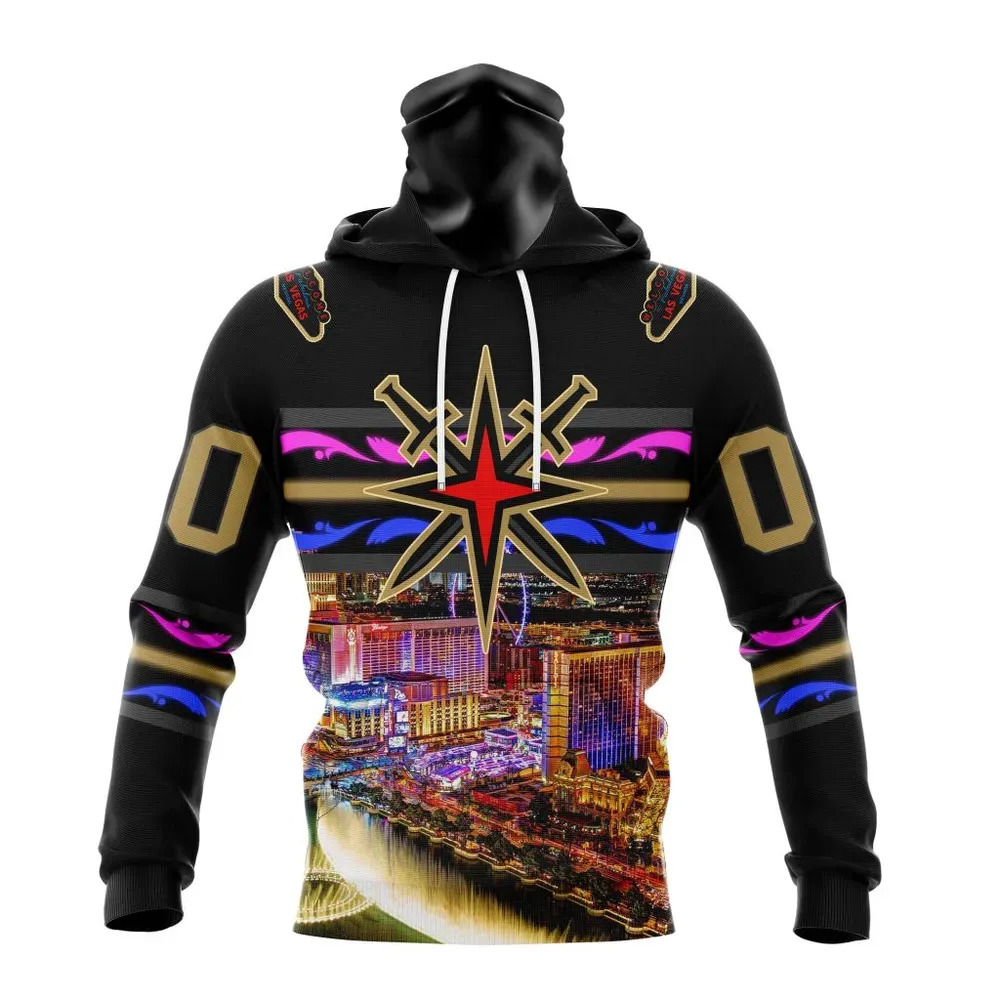 NHL Vegas Golden Knights Special Design With Las Vegas Strip St2301 Mask Hoodie