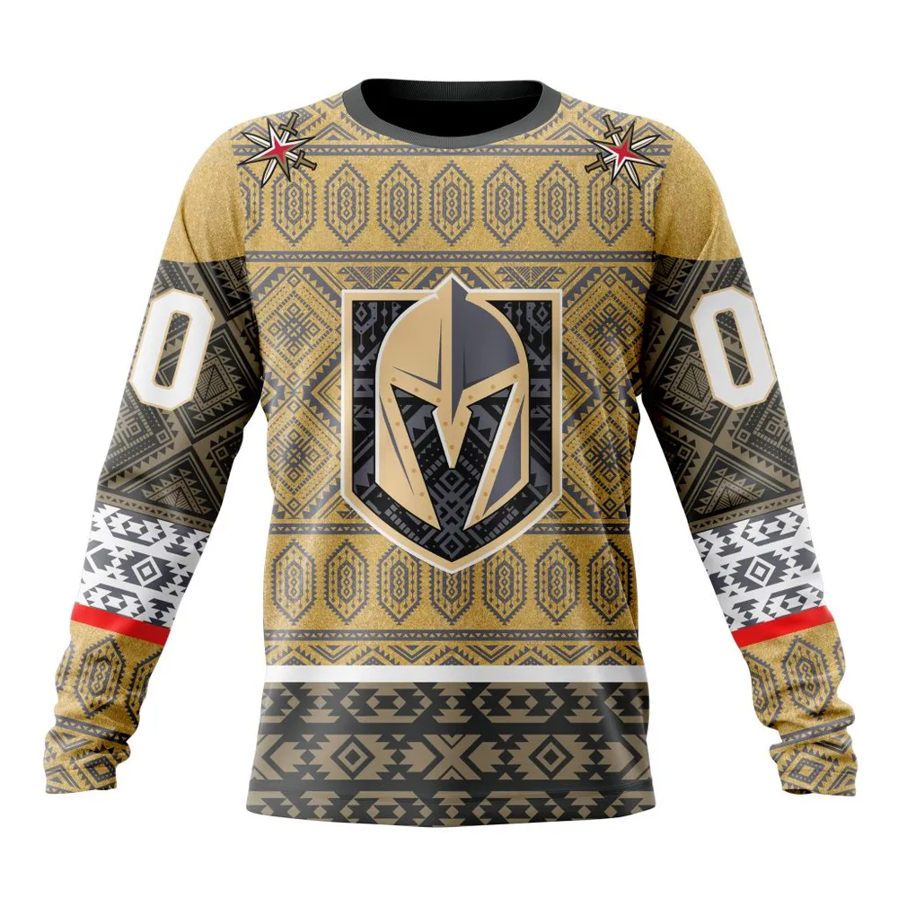 NHL Vegas Golden Knights Special Design With Native Pattern St2303 Long Sleeved Sweatshirt 