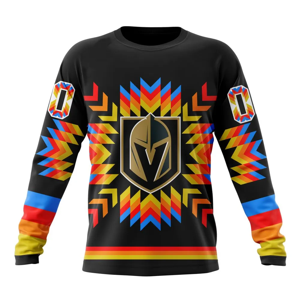 NHL Vegas Golden Knights Special Design With Native Pattern St2306 Long Sleeved Sweatshirt 