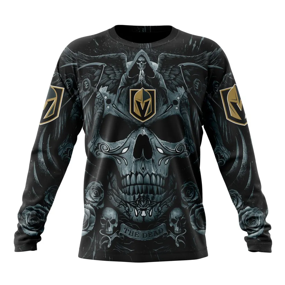 NHL Vegas Golden Knights Special Design With Skull Art St2203 Long Sleeved Sweatshirt 