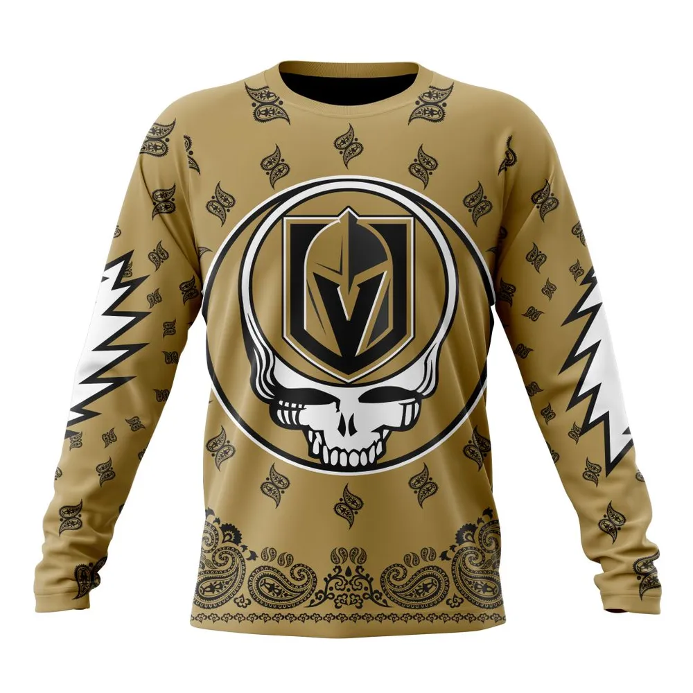 NHL Vegas Golden Knights Special Grateful Dead Design St2303 Long Sleeved Sweatshirt 