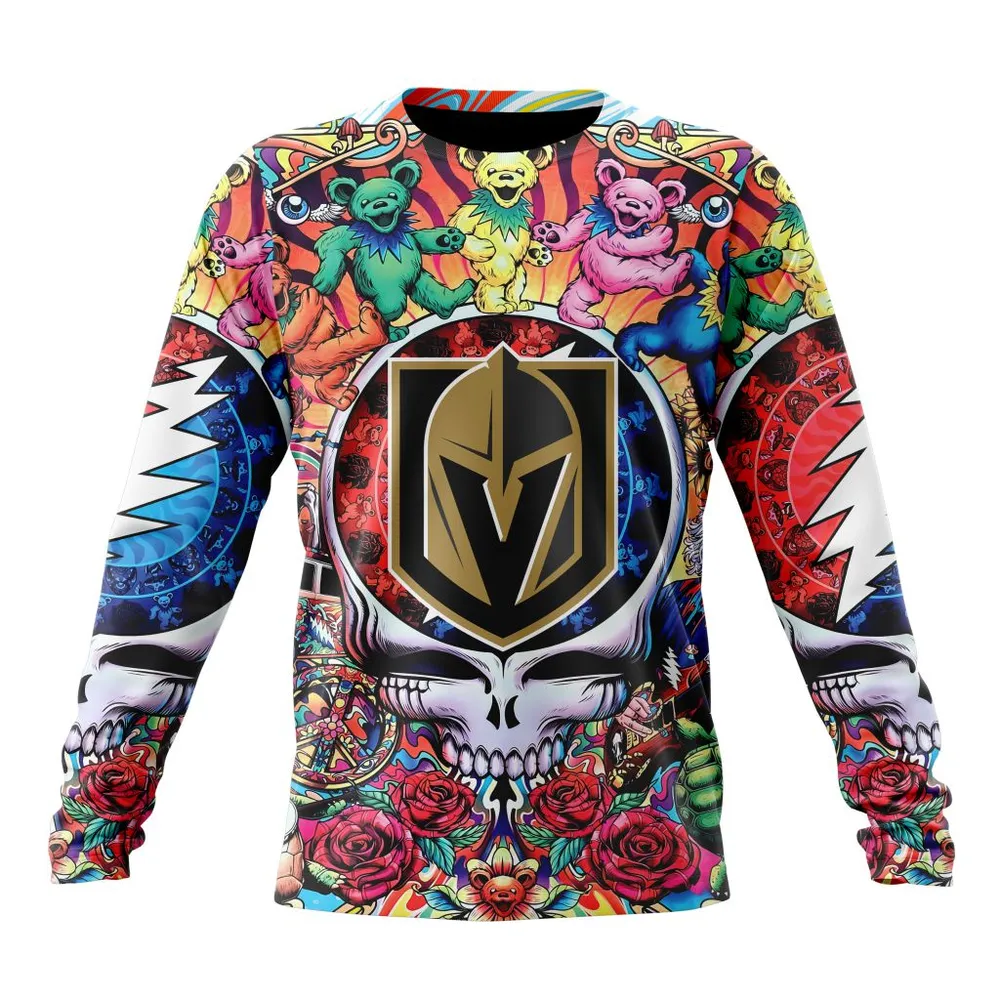 NHL Vegas Golden Knights Special Grateful Dead Design St2304 Long Sleeved Sweatshirt 