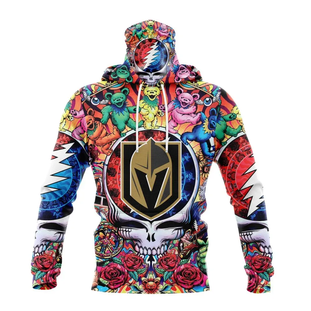 NHL Vegas Golden Knights Special Grateful Dead Design St2304 Mask Hoodie